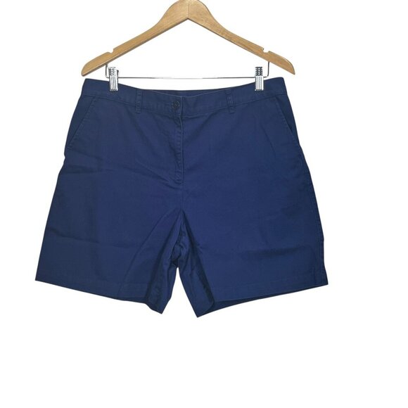 LAUREN RALPH LAUREN Shorts Women's Size 12 Navy Blue Flat Front 6" Inseam - Picture 1 of 9